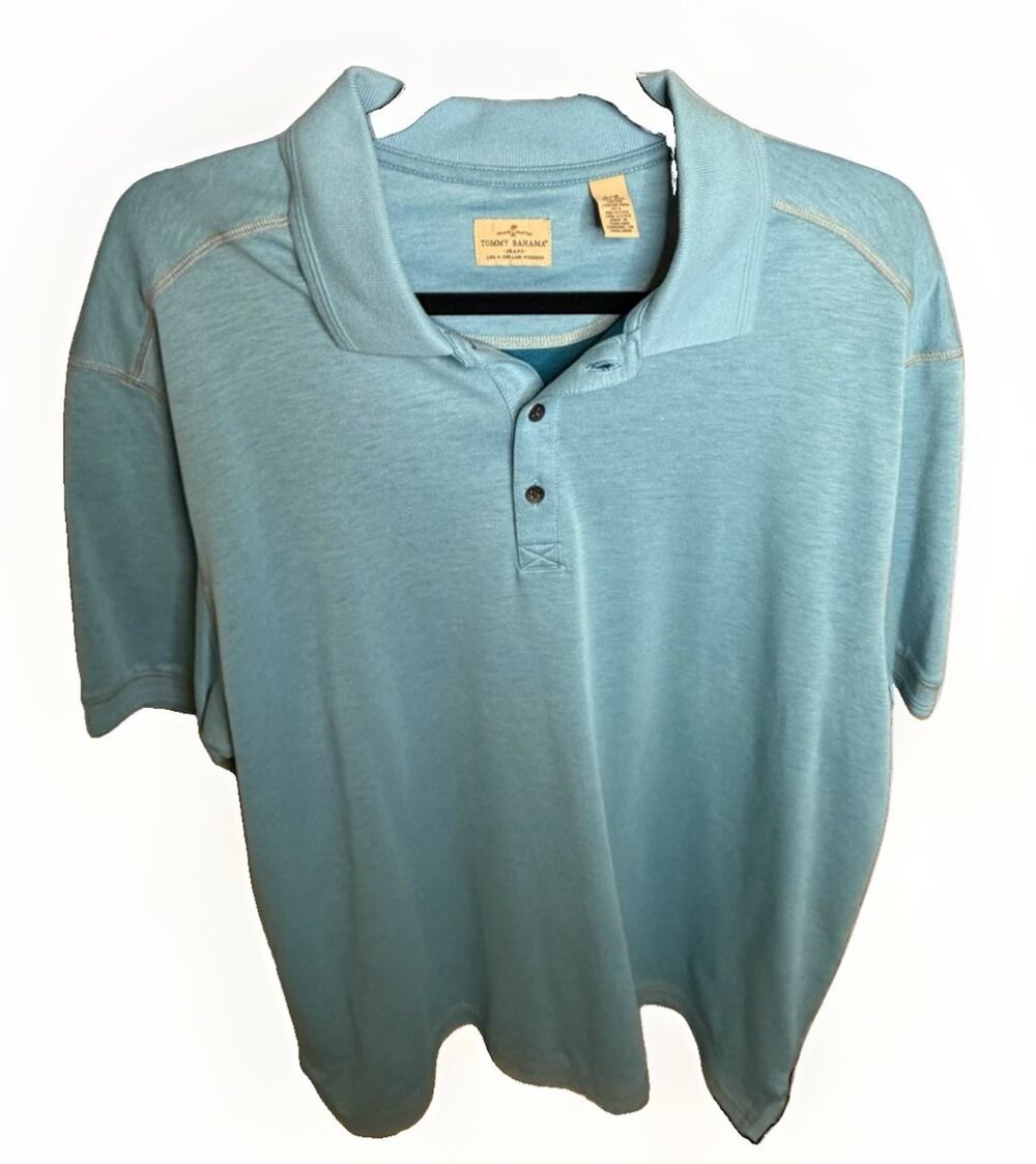 Tommy Bahama Jeans Men’s Large Blue Pima Cotton Blend Polo Shirt Short Sleeve